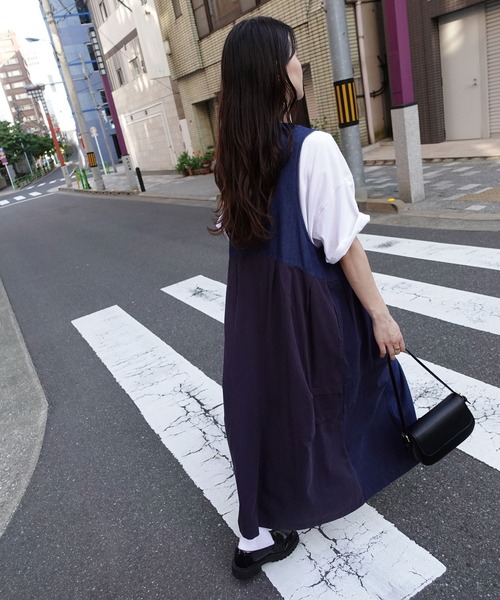CORNERS ジャンパースカート デニム切り替えジャンスカ
