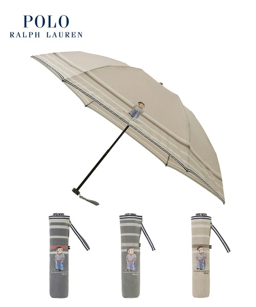 POLO RALPH LAUREN ボーダーポロベア折りたたみ傘☆送料関税無料 POLO RALPH LAUREN 折りたたみ傘 遮光 晴雨兼用 折りたたみ日傘