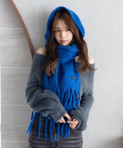 clear マフラー ストール 「11色展開／人気定番」フリンジボリューム