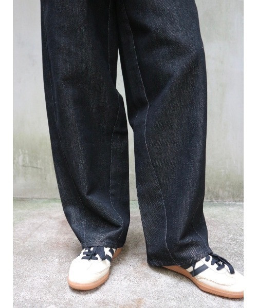 パンツ DENIM PANTS Washed denim zipped pants
