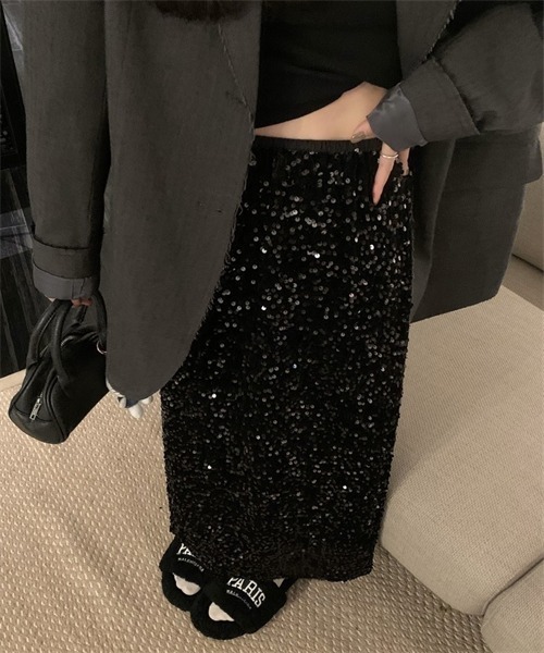 LOUNGEDRESS スパンコールスリットスカート Loungedress】スパンコール2WAYスカート | OUTLET(アウトレット