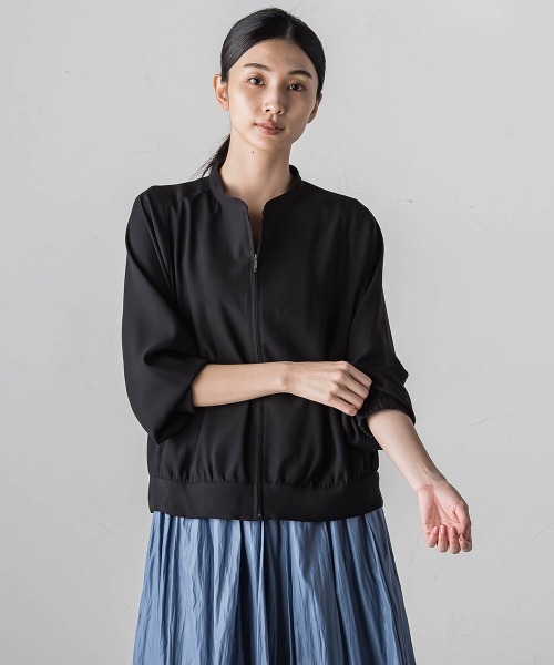 バックサテン フレアーブルゾン la.f（ラ・エフ） ブルゾン アウター バックサテンジョーゼット