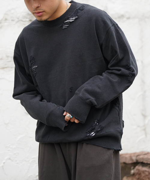tシャツ THRIFTY LOOK/スリフティールック Worn-Out Crew Sweat メンズ