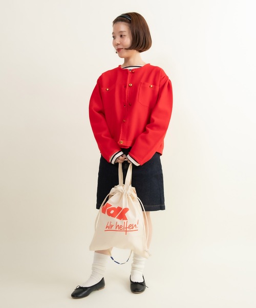 カーディガン かのこ編み 金ボタンパフスリーブ カーディガン レディース CHILD WOMAN カーディガン かのこ編み 金ボタンパフスリーブ