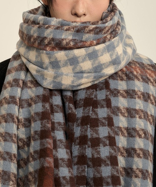 BLANC FICELLE マフラー ストール あったか チェック マフラー