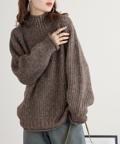 ニット セーター BRODIAEA ミックスヤーンハイネックニット レディース