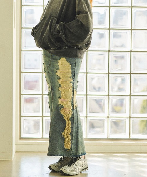 MAISON SPECIAL デニムスカート High Damage Slit Tight