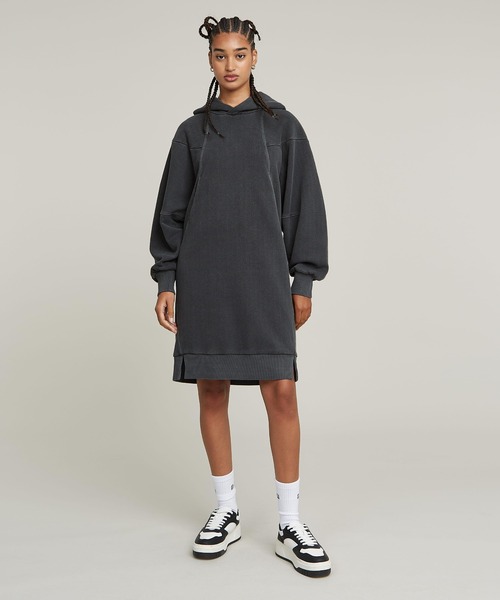 G-STAR RAW ワンピース Overdyed Hooded Sweater Dress/オーバーダイ