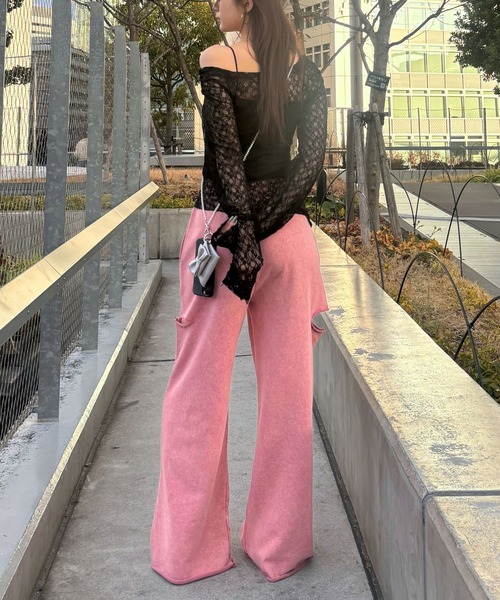 VS＊PINK アイビー フリース ストレートレッグ スウェットパンツ アイビー フリース ストレートレッグ スウェットパンツ、ブルー