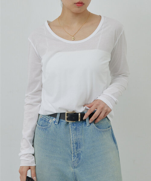 tシャツ UネックロンT レディース