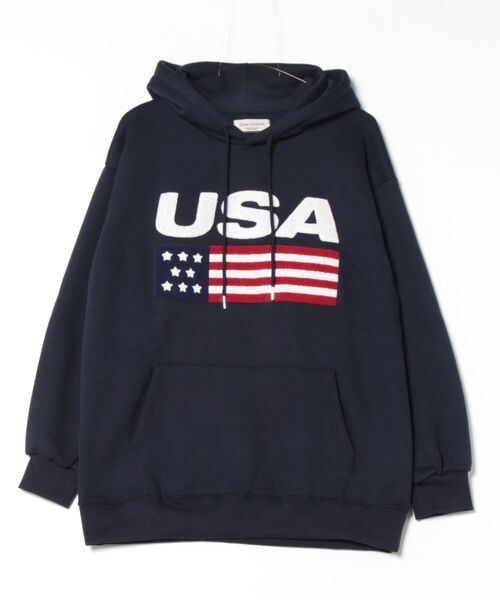 Revo. パーカー 「KOREAN SELECT」USA ロゴ 星条旗 サガラ刺繍 裏起毛