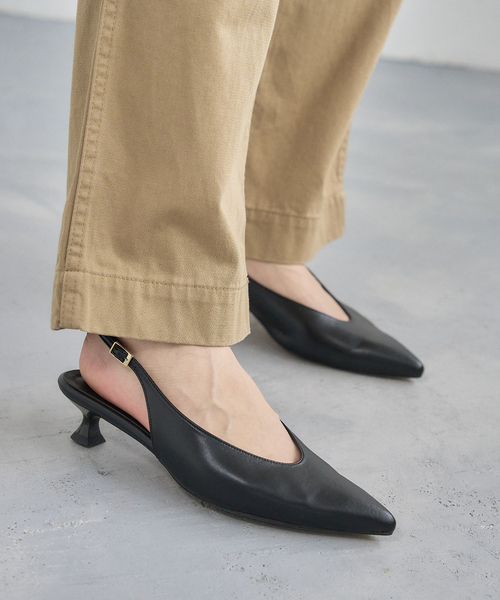 LE TALON パンプス 3.5cmポインテッドスリングバックパンプス