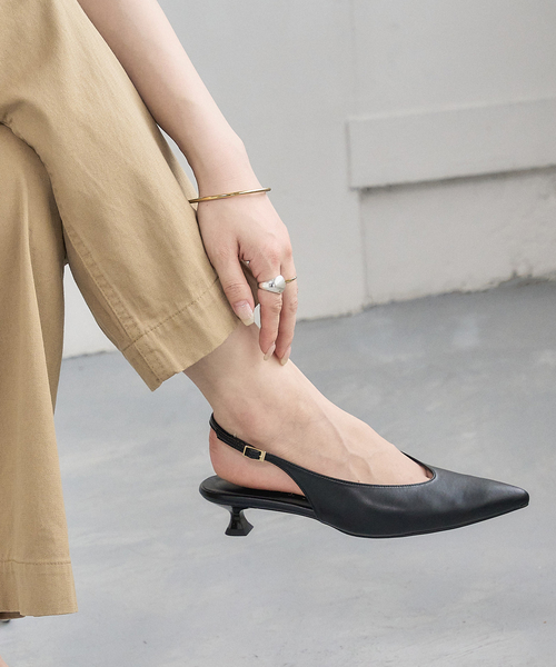 LE TALON パンプス 3.5cmポインテッドスリングバックパンプス