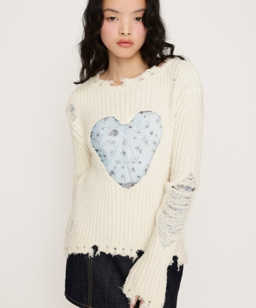 softハードドルマンHALFトップス SLY ニット セーター HEART HOLE 2WAY CRUSH TOPS ハート ホール