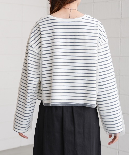 BAB（バブ） tシャツ チュールボーダートップス レディース : ZOZOTOWN