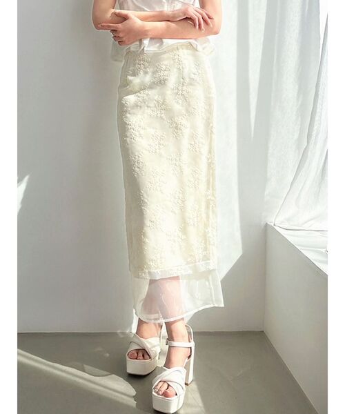 ★Sea NY★ Cream セリア エンブロイダリー ミディスカート ☆Sea NY☆ Cream セリア エンブロイダリー ミディスカート パル