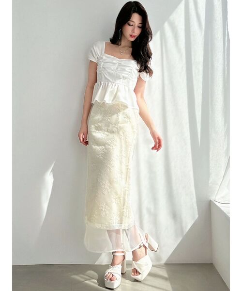 ★Sea NY★ Cream セリア エンブロイダリー ミディスカート ☆Sea NY☆ Cream セリア エンブロイダリー ミディスカート パル