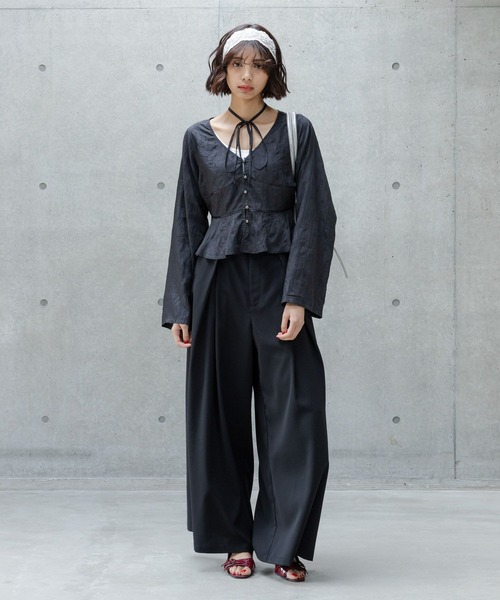 PAGEBOY ブラウス シャツ チョーカーペプラムBL レディース
