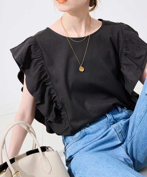 SLOBE IENA tシャツ 汗染み防止フリルカットソー レディース