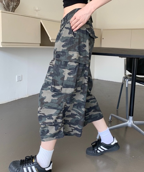 ワイドパンツ 迷彩パンツ 柄パンツ y2k カーゴデニム カーゴパンツ DEVICE カーゴパンツ カモフラージュ 迷彩 Y2K グランジ