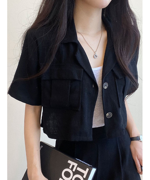 ジャケット テーラードジャケット リネン 半袖ショート丈 レディース