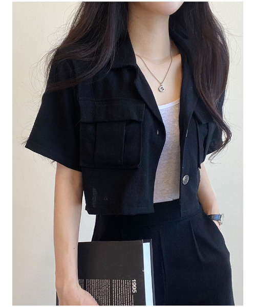 ジャケット テーラードジャケット リネン 半袖ショート丈 レディース