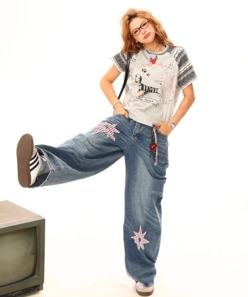 FreeZone ワイドパンツ ジーンズ ビッグシルエット ワイドデニムパンツ