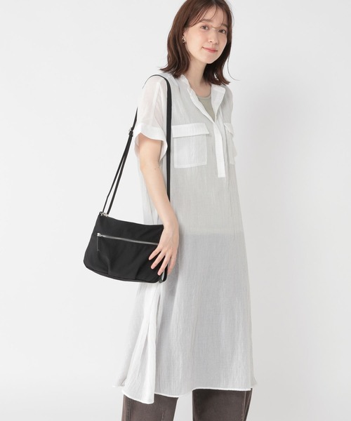 最終スタディオクリップ新品7689円Aラインボートネックシャツワンピース studio CLIP ワンピース ポケットシアーシャツワンピース