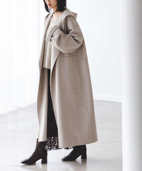 noble Super160sリバーフーディーコート ノーブル NOBLE Super160sリバーフーディーコート （ネイビー