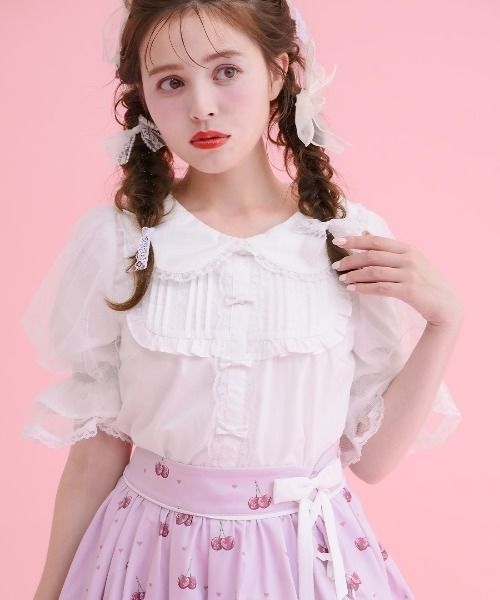 ブラウス シャツ Dreamy mini ribbon ブラウス レディース