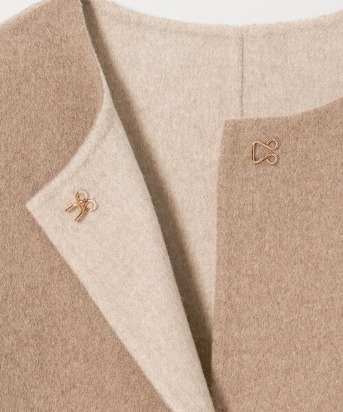 UNITED ARROWS ノーカラーコート コート バイカラー リバー