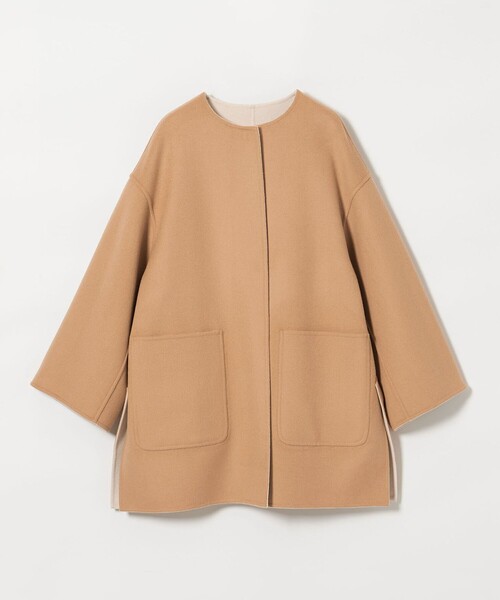 美品　united arrowsノーカラーコート38サイズ UNITED ARROWS ノーカラーコート コート バイカラー リバー