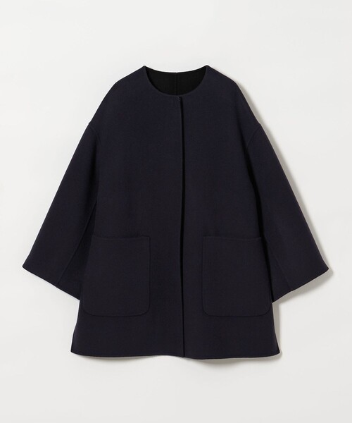 UNITED ARROWS ノーカラーコート コート バイカラー リバー