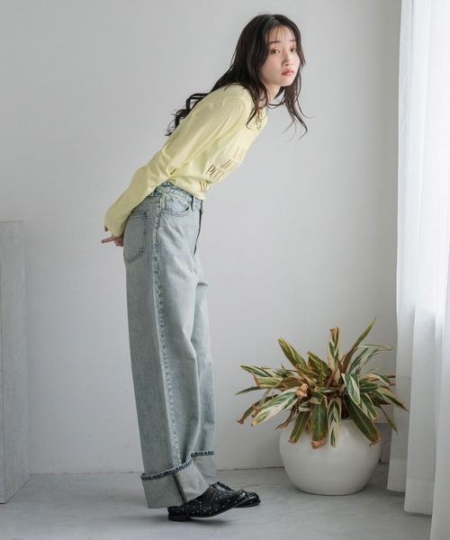 「LOWRYS FARM」 加工デニムパンツ MEDIUM ブルー レディース
