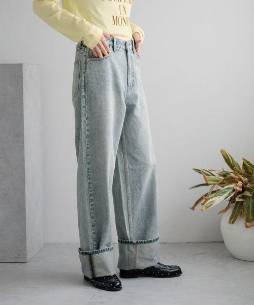 「LOWRYS FARM」 加工デニムパンツ MEDIUM ブルー レディース