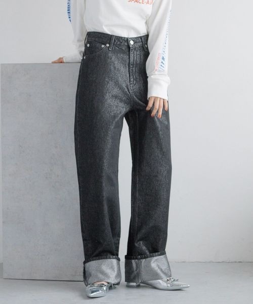 「LOWRYS FARM」 加工デニムパンツ MEDIUM ブルー レディース