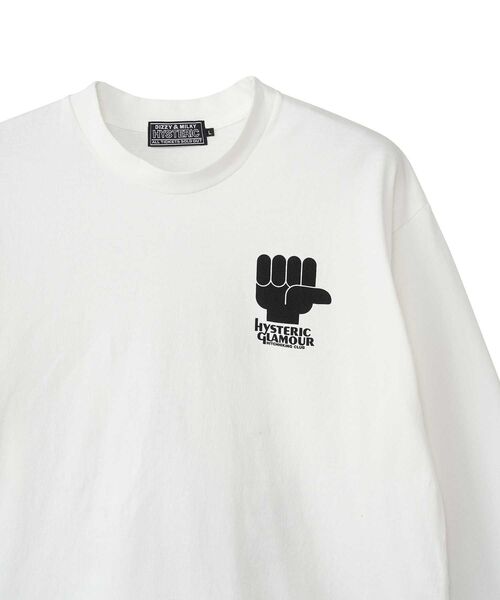 HYSTERIC SAM 半袖Tシャツ ホワイト×ブラック HYSTERIC GLAMOUR tシャツ HYS HITCHHIKING CLUB Tシャツ メンズ