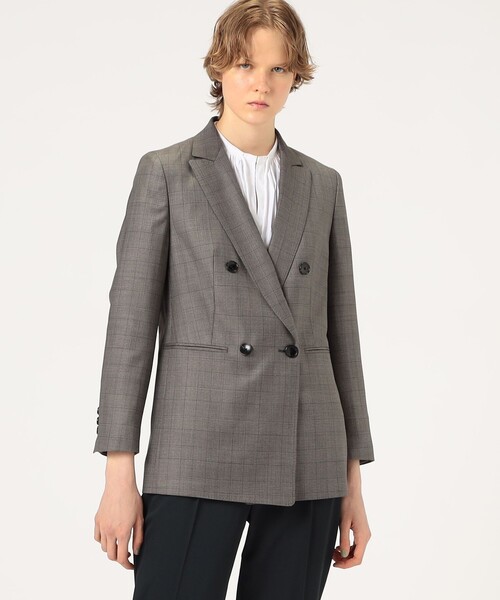 ジャケット テーラードジャケット 365 GLEN CHECK ダブルブレストジャケット レディースの画像