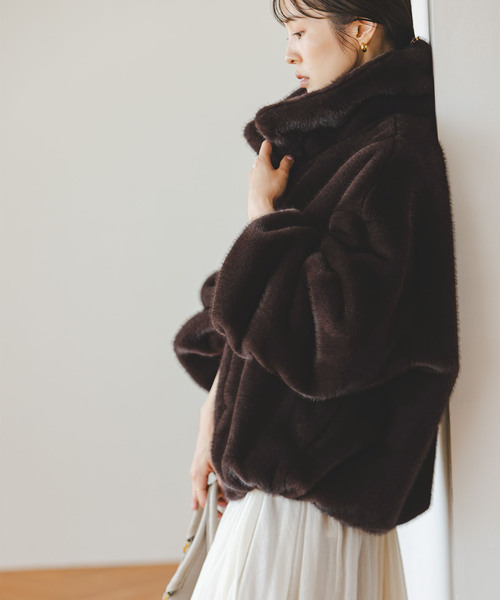 NOBLE（ノーブル） コート アウター エコファースタンドカラーミドル