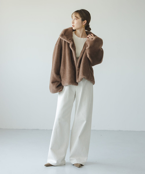 NOBLE（ノーブル） コート アウター エコファースタンドカラーミドル