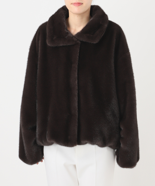 ☆新品未使用☆エコファーマルチブルゾン NOBLE（ノーブル） コート アウター エコファースタンドカラーミドル