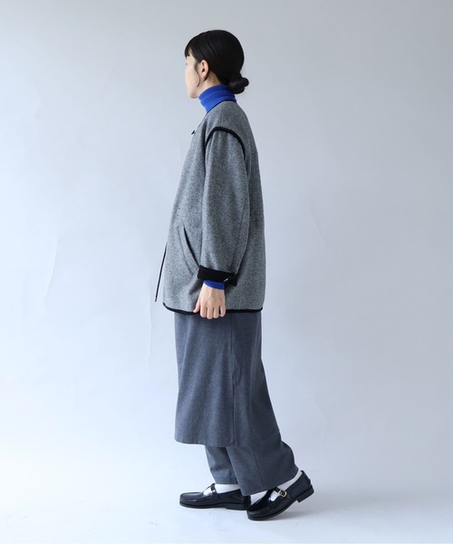 コート アウター British　wool　micro　check　haoriコート レディースの画像