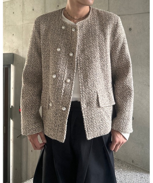 Otte ジャケット テーラードジャケット ノーカラーパールボタン