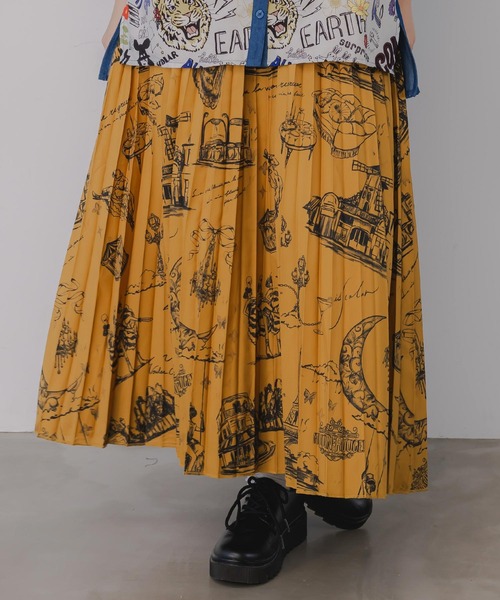iS ScoLar スカート 553213：パリ・アート柄 リバーシブルプリーツ  
