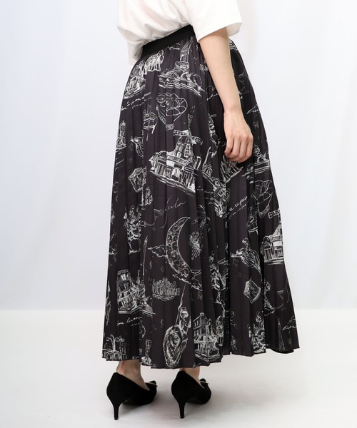iS ScoLar スカート 553213：パリ・アート柄 リバーシブルプリーツ  
