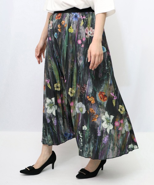 iS ScoLar スカート 553213：パリ・アート柄 リバーシブルプリーツ  