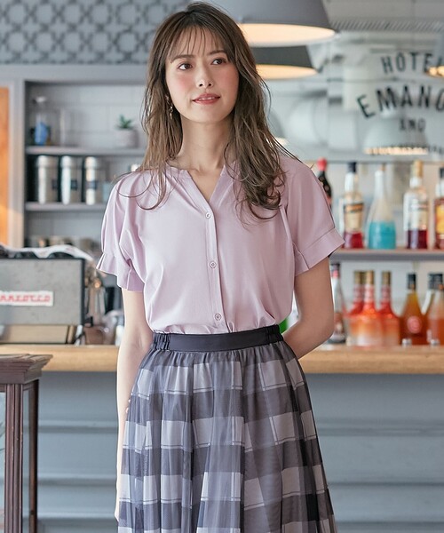 「ANY SIS」 半袖ブラウス 2 ネイビー レディース_画像2