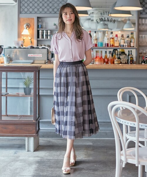 「ANY SIS」 半袖ブラウス 2 ネイビー レディース_画像3