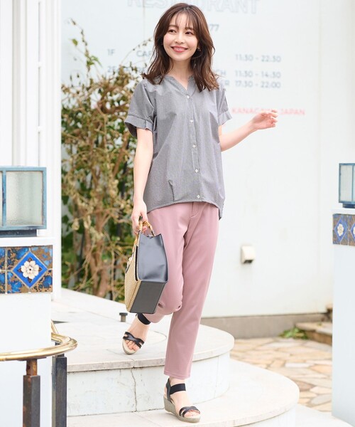 「ANY SIS」 半袖ブラウス 2 ネイビー レディース_画像7