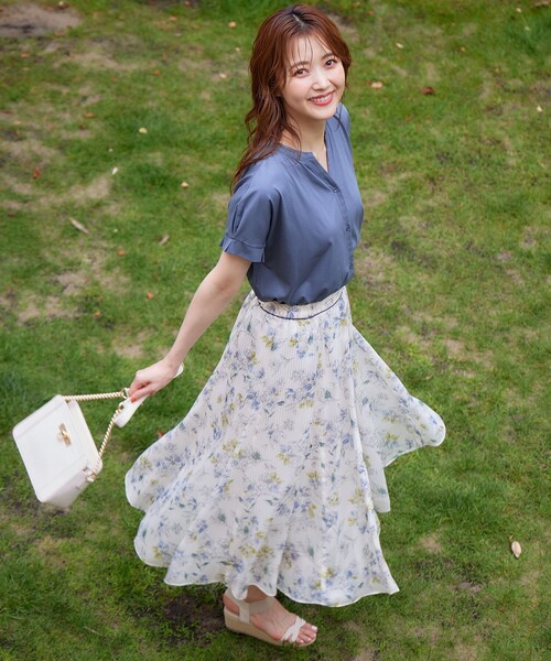 「ANY SIS」 半袖ブラウス 2 ネイビー レディース_画像8